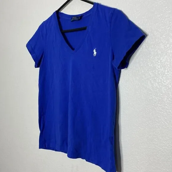 POLO by Ralph Lauren Women’s Royal Blue V Neck Shirt Size M - Picture 2 of 4